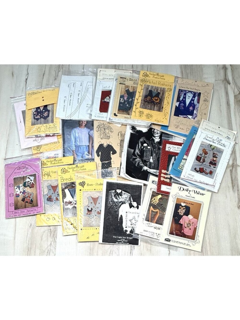 VTG Lot 26 Craft Quilt Sewing Applique PATTERNS Vests Sweatshirts Jackets Dress